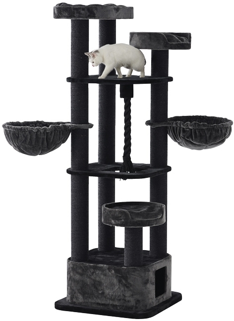 Высокая когтеточка-игровой комплекс с домиком, гамаками и лазалками для кошек Musani Nobby