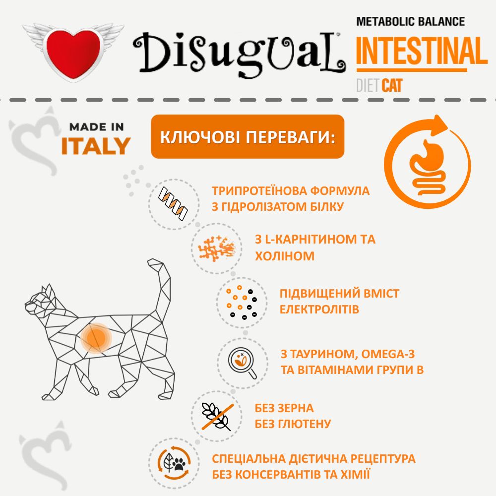 Вологий лікувальний корм для котів при розладах травлення Паштет з Яловичини Disugual Metabolic Balance Diet Cat Intestinal Beef