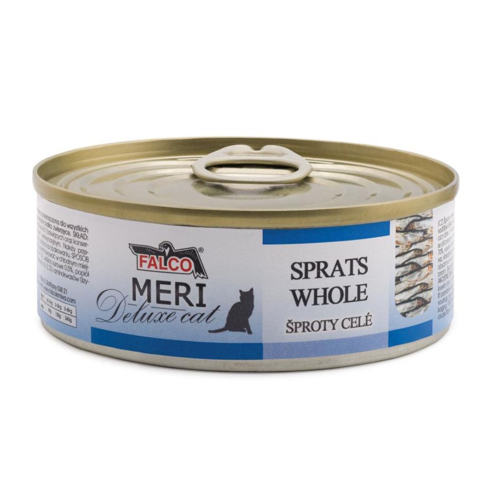 Консервоване м'ясо для котів Цілі Шпроти FALCO MERI Deluxe Cat 100% Meat Whole Sprats