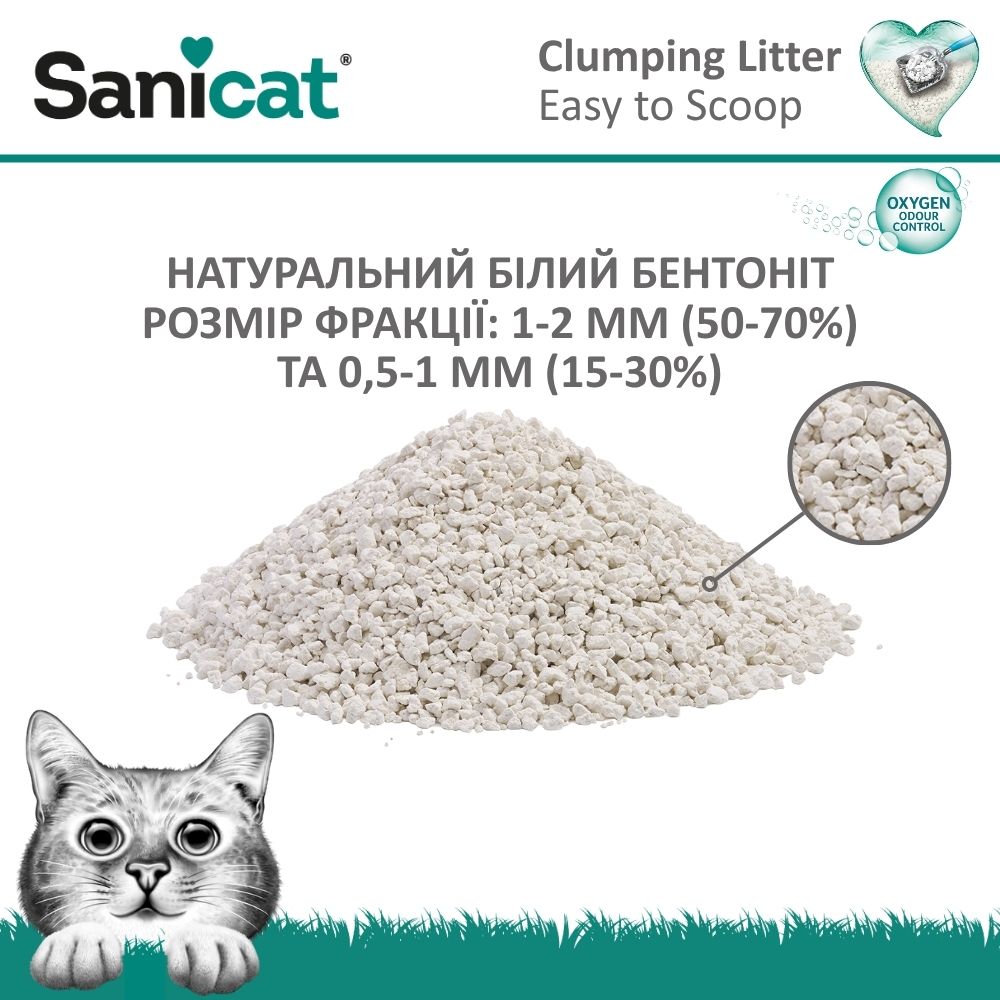 Комкуючий білий бентонітовий наповнювач для котів з ароматом марсельського мила Sanicat Clumping White Active Marseille Soap