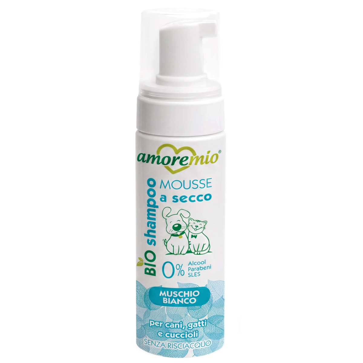 Сухой шампунь для собак и котов без спирта и парабенов Белый Мускус Amoremio Green Dry BIO Shampoo White Musk