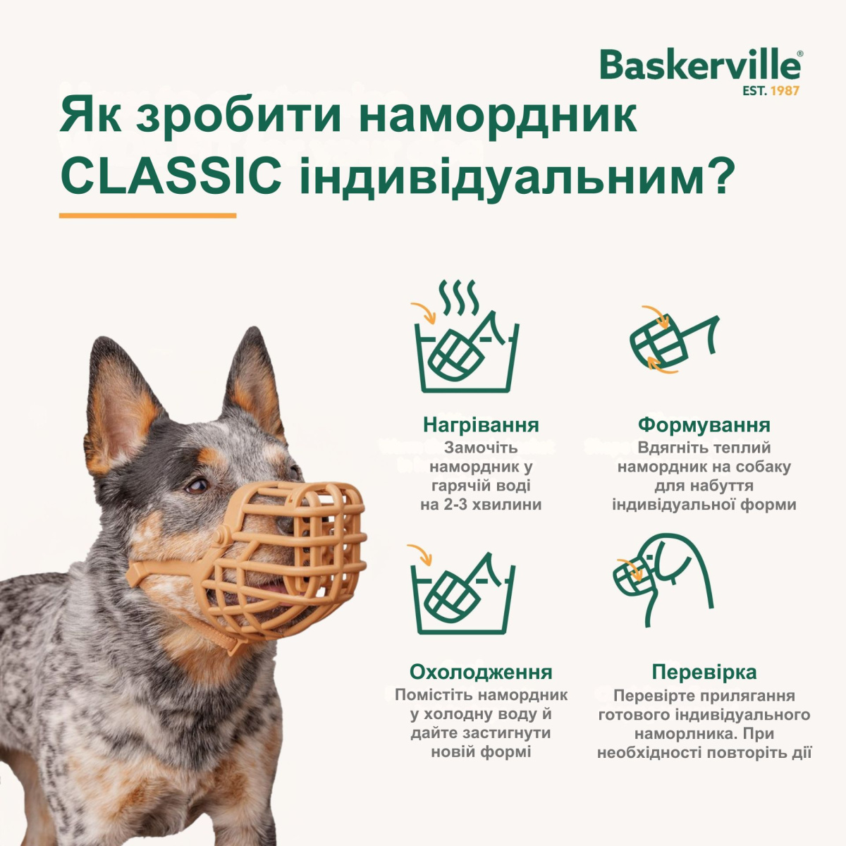 Універсальний намордник для собак з індивідуальним термоформуванням Baskerville Classic Muzzle
