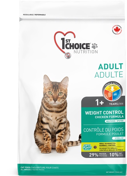 Сухой корм с курицей для котов склонных к набору лишнего веса 1st Choice Weight Control Adult 1+ Сухой корм с курицей для котов склонных к набору лишнего веса 1st Choice Weight Control Adult 1+