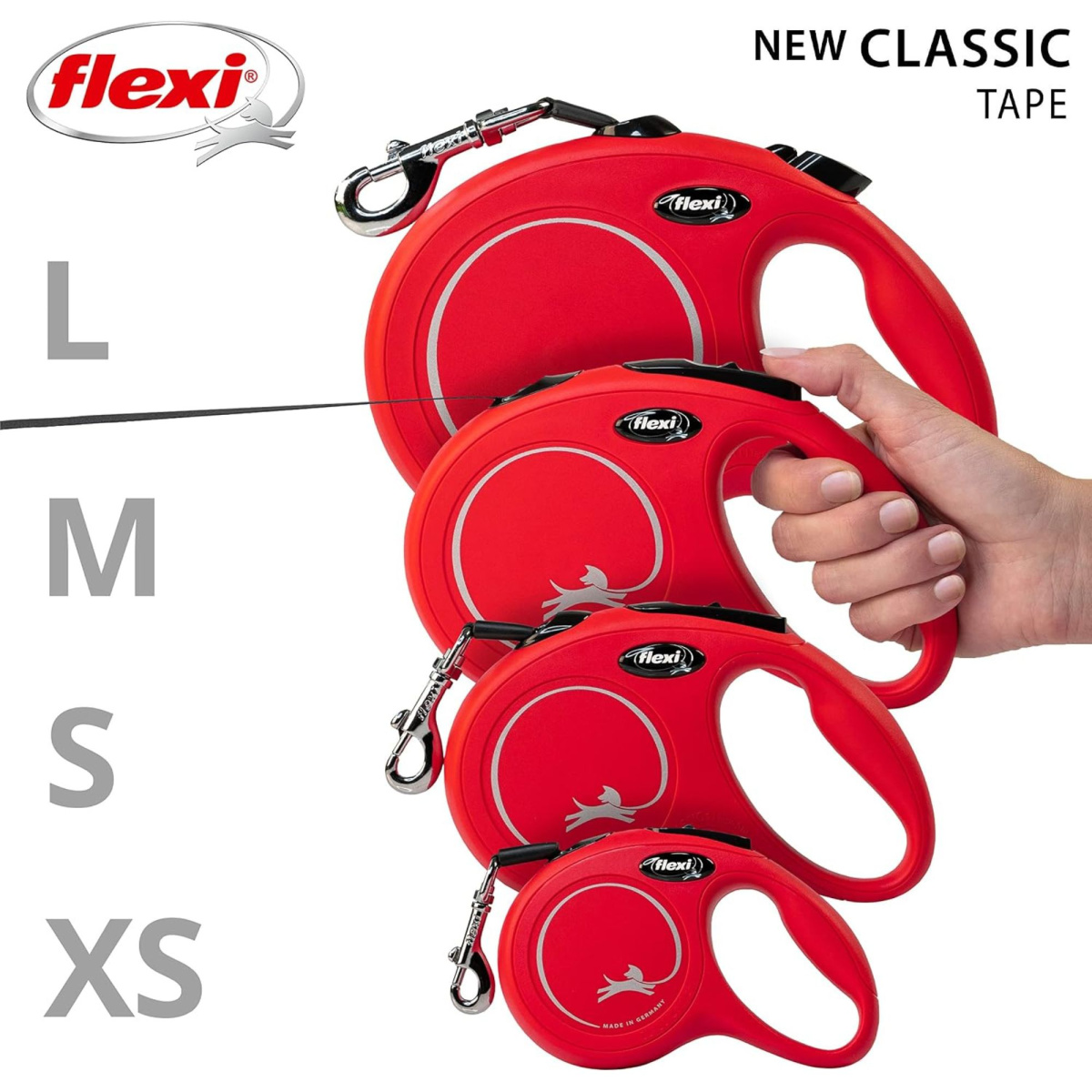Повідець-рулетка для собак маленьких порід вагою до 12 кг Flexi New Classic XS Tape стрічка 3 m