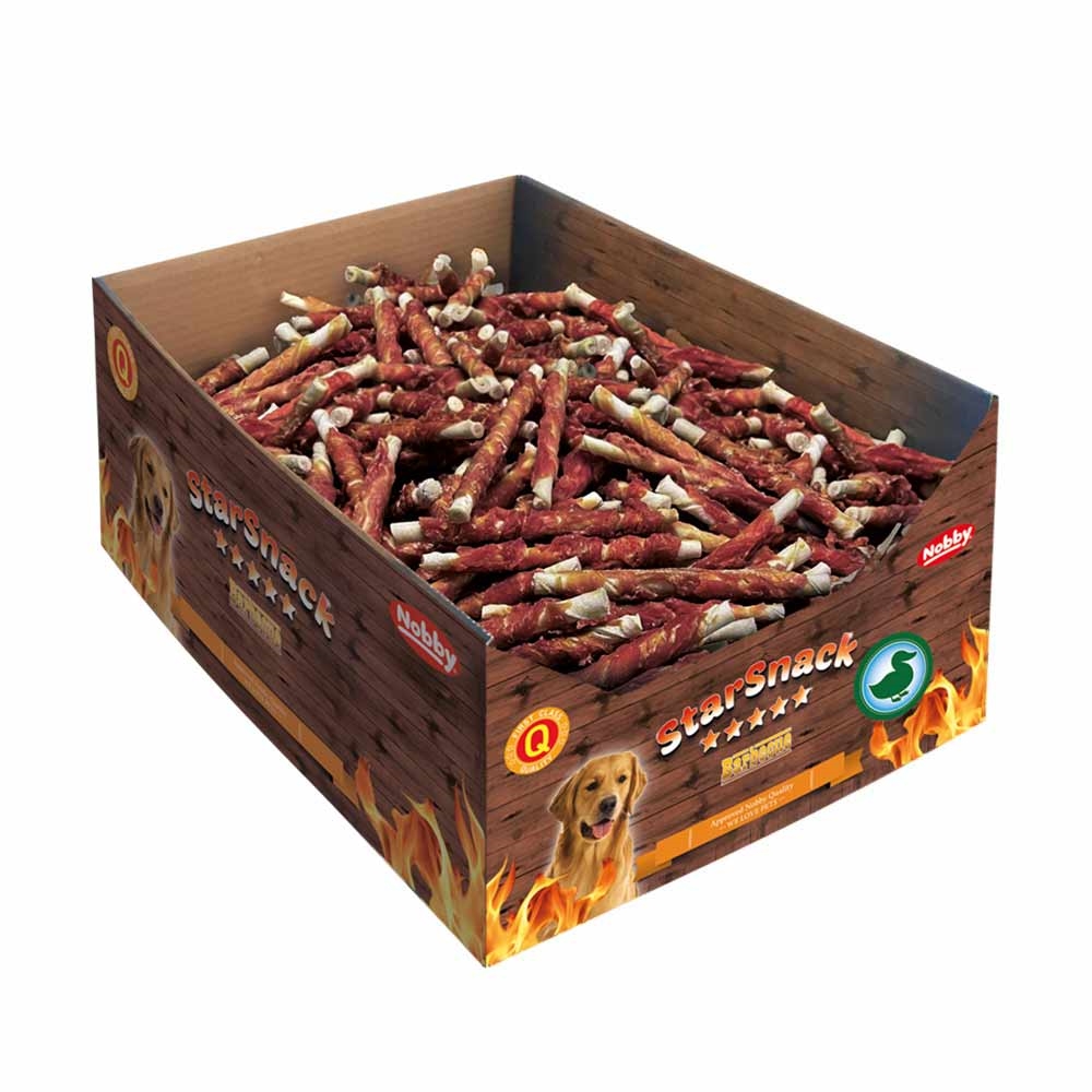 Жевательные лакомства собак Палочка из Утки Nobby StarSnack BBQ Wrapped Duck Box