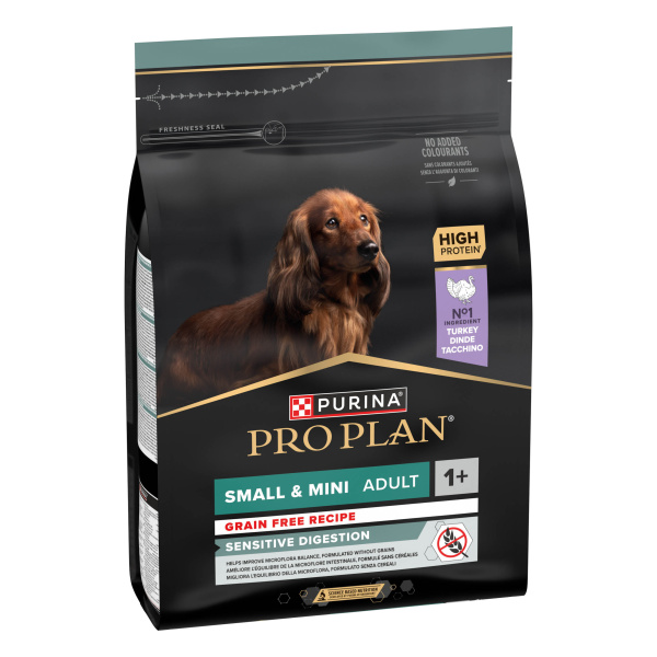 Беззерновой сухой корм для собак маленьких пород с Индейкой Purina Pro Plan Small & Mini Adult 1+ Grain Free Adult Turkey