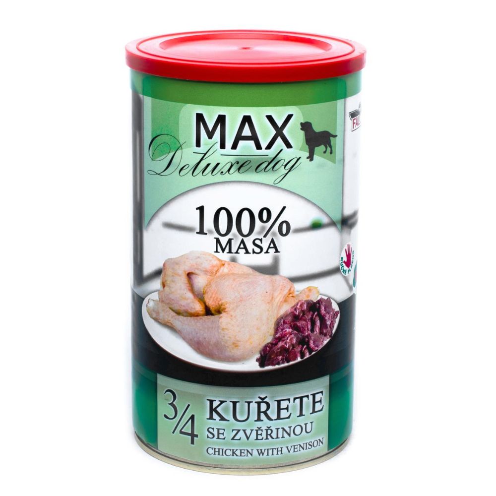 Консервоване м'ясо для собак Куряча Чверть з Олениною FALCO MAX Deluxe Dog 100% Meat 3/4 Chicken & Venison