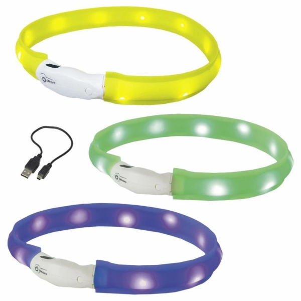 Силіконовий світлодіодний нашийник для довгошерстих собак LED Visible Wide Collar Nobby
