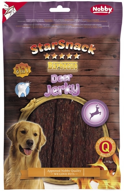 Ласощі для собак Шматочки Оленя та Качки Nobby StarSnack BBQ Deer Jerky