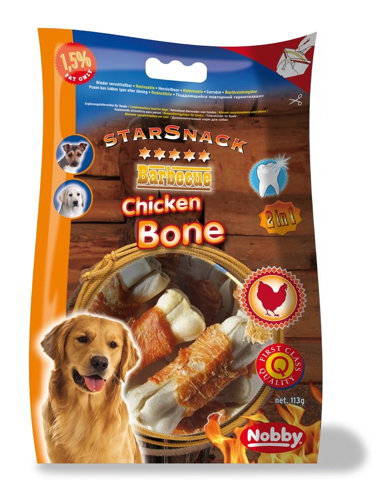 Жувальні ласощі для чищення зубів собак Кісточка з Куркою Nobby StarSnack Dental BBQ Chicken Bone
