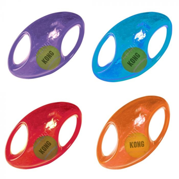 KONG Jumbler Football Большая игрушка для собак Интерактивный Мяч Регби с пищалкой