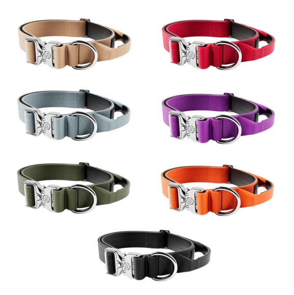 Тактичний нашийник для собак з ручкою та платиновим ривковим замком BullyBillows Combat Collar Handle Platinum 4 cm