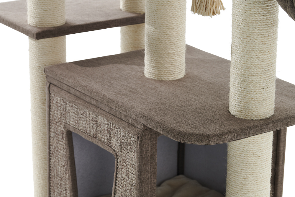 Кігтеточка-ігровий комплекс з двома будиночками та гамаком для кішок Ramiz Nobby