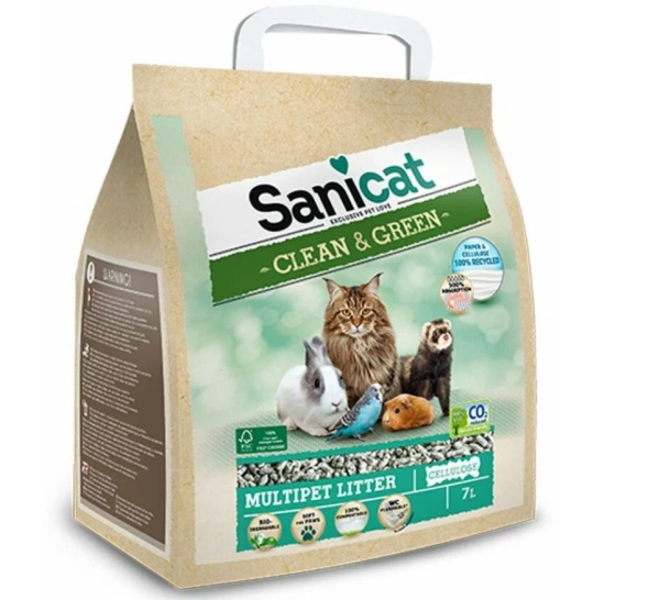 Наполнитель туалетов для кошек впитывающий целлюлоза Sanicat Cellulose Multipet