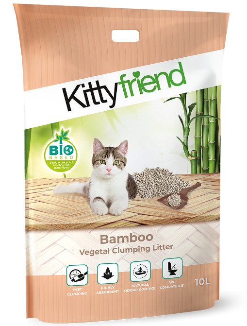 Ультракомкуючий бамбуковий змивний наповнювач для котів Kittyfriend Bamboo Super Clumping Vegetal Litter Ультракомкуючий бамбуковий змивний наповнювач для котів Kittyfriend Bamboo Super Clumping Vegetal Litter