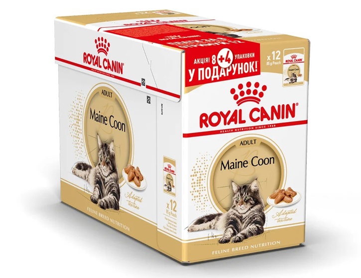 Акція Royal Canin Maine Coon 85 гр! Купуй 8 пауків та отримуй у подарунок 4 пауки! (Блок з 12 шт. за ціною 8 шт.)