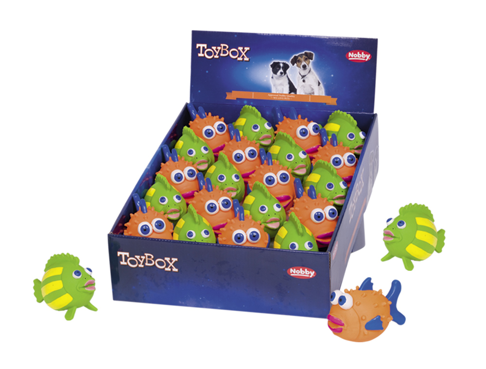 Игрушка для щенков ToyBox Весёлая Рыбка с пищалкой Latex Nobby