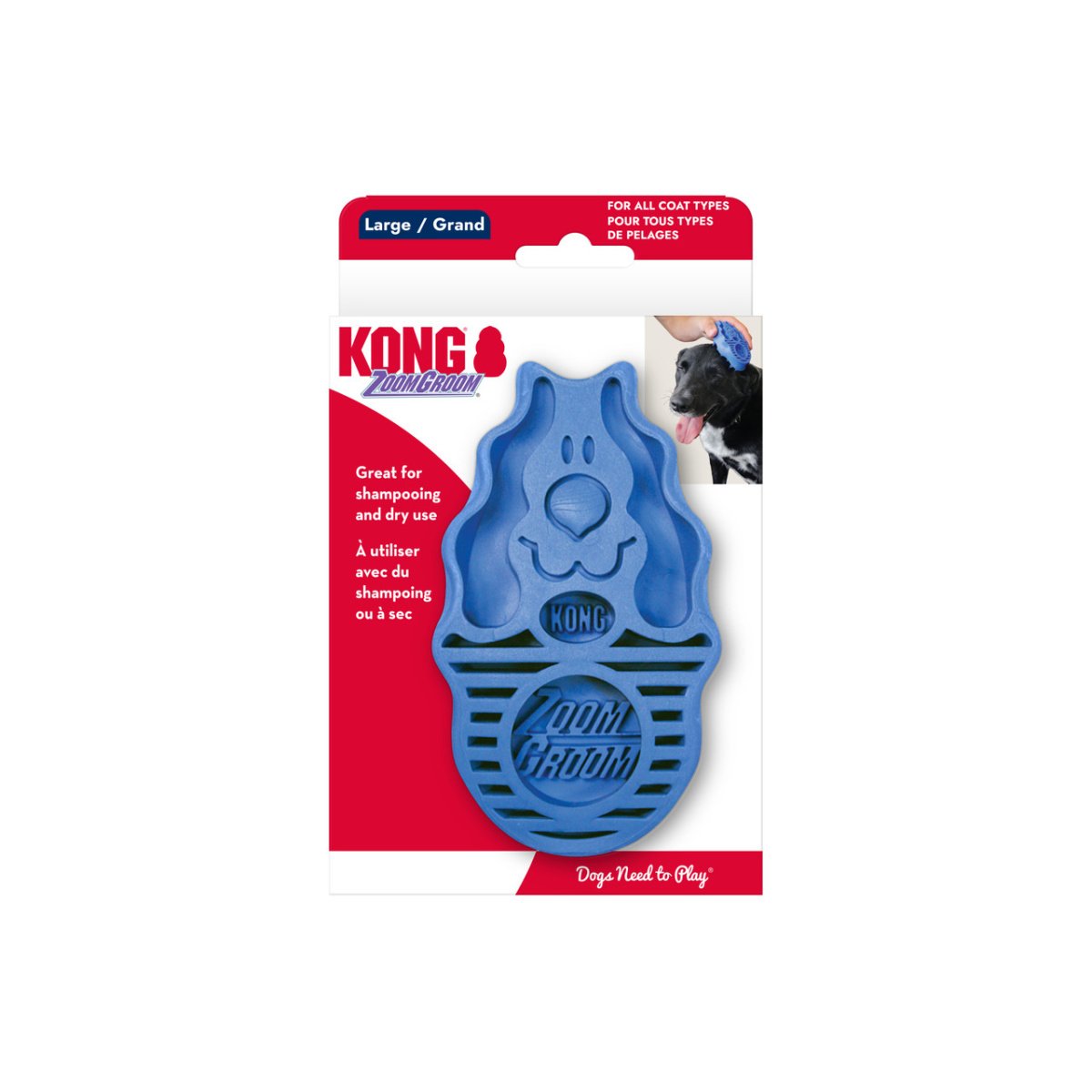 KONG ZoomGroom Boysenberry Резиновая массажная щетка для собак