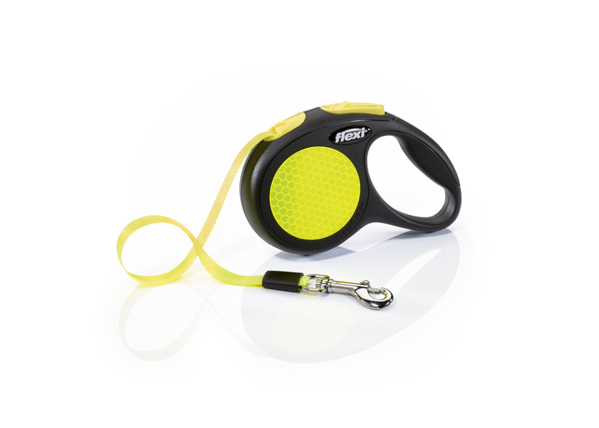 Поводок-рулетка для собак маленьких пород весом до 12 кг Flexi New Neon XS Tape лента 3 m