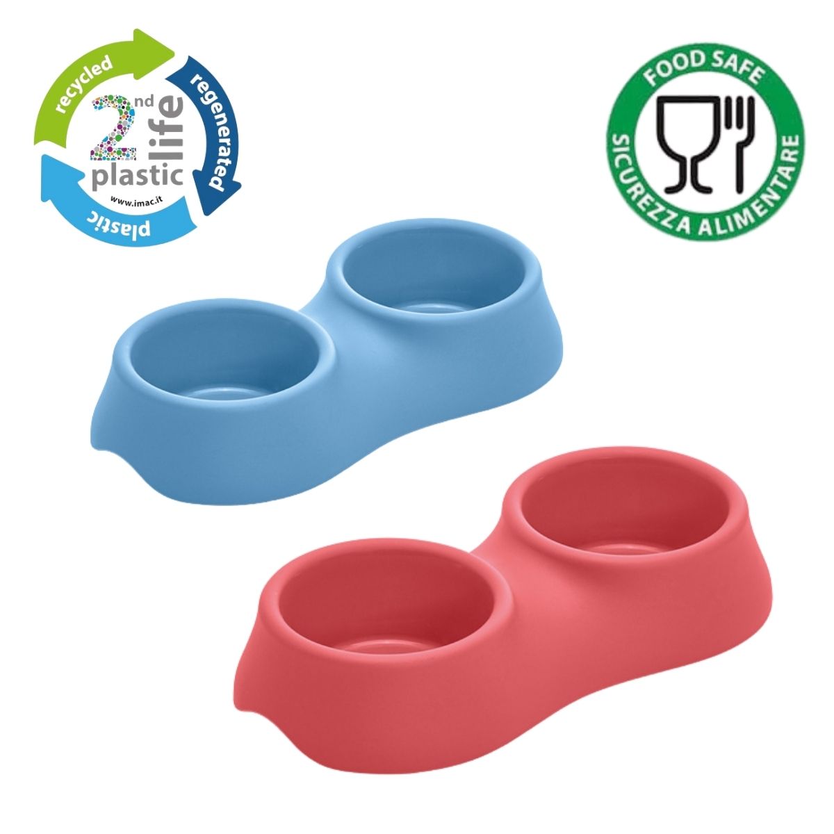 Подвійна пластикова антиковзка миска для собак та котів Imac Dea Double