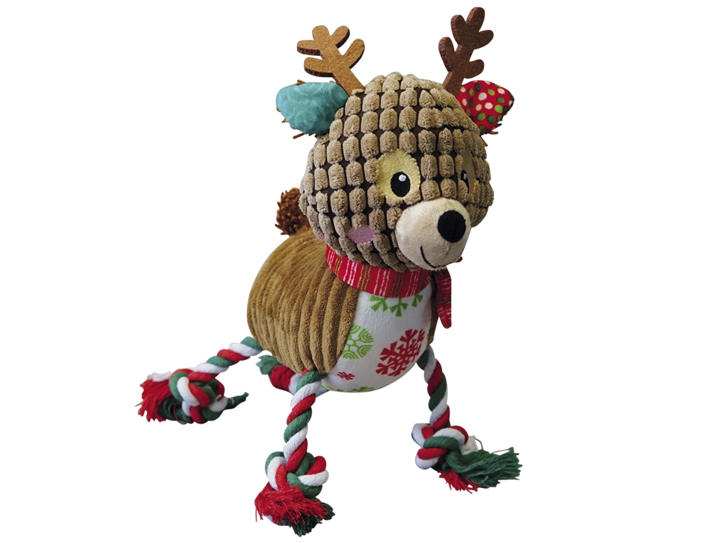 М'яка іграшка для собак Різдвяний Олень з пищалкою Reindeer Christmas Nobby