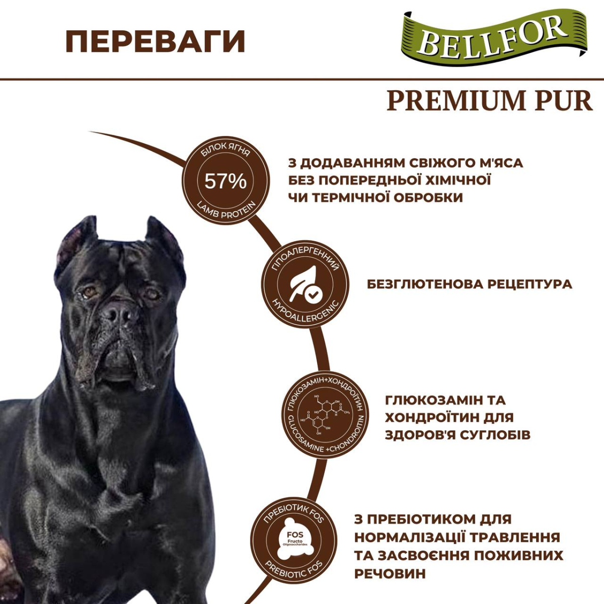Безглютеновий монопротеїновий сухий корм з ягням для дорослих собак Bellfor Premium Pur VitalPlus Hypoallergenic