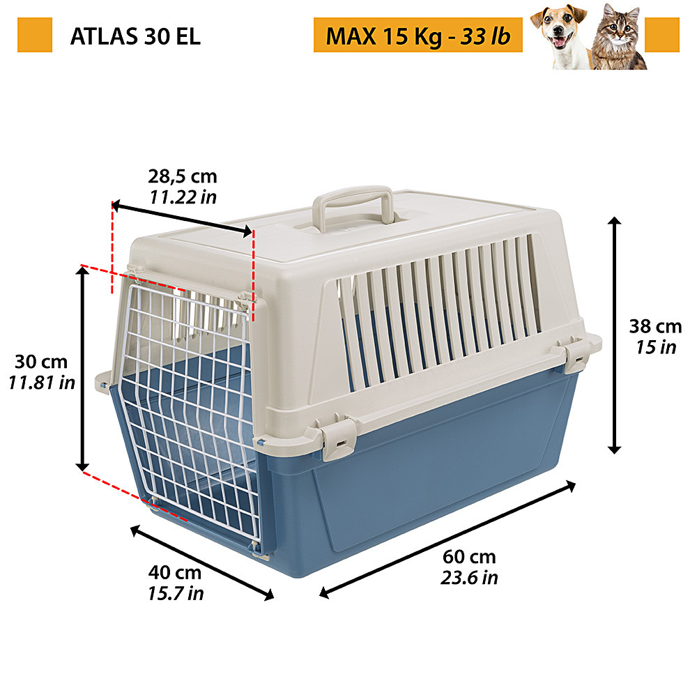 Переноска со съемной крышкой для крупных котов и собак весом до 15 кг Atlas 30 El Ferplast