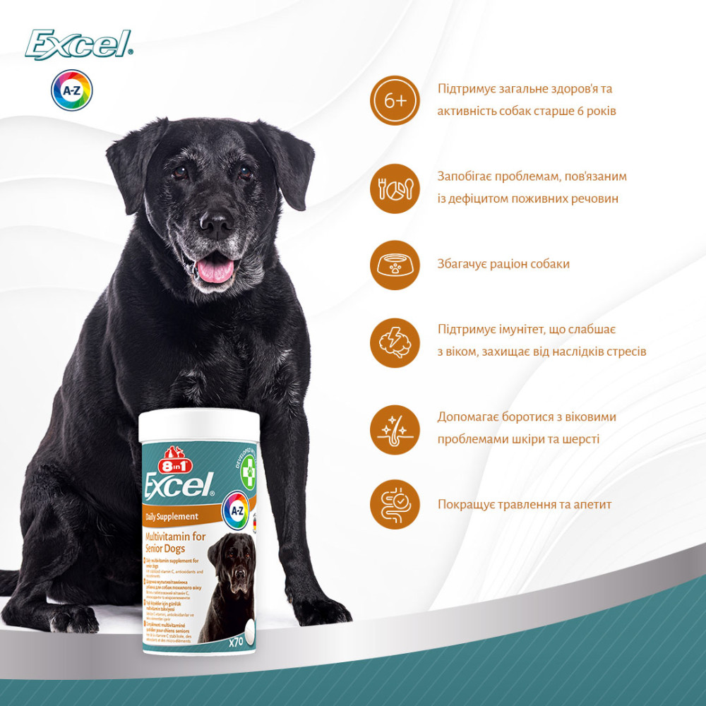 Мультивитаминный комплекс для пожилых собак 8in1 Excel Multi Vitamin Senior