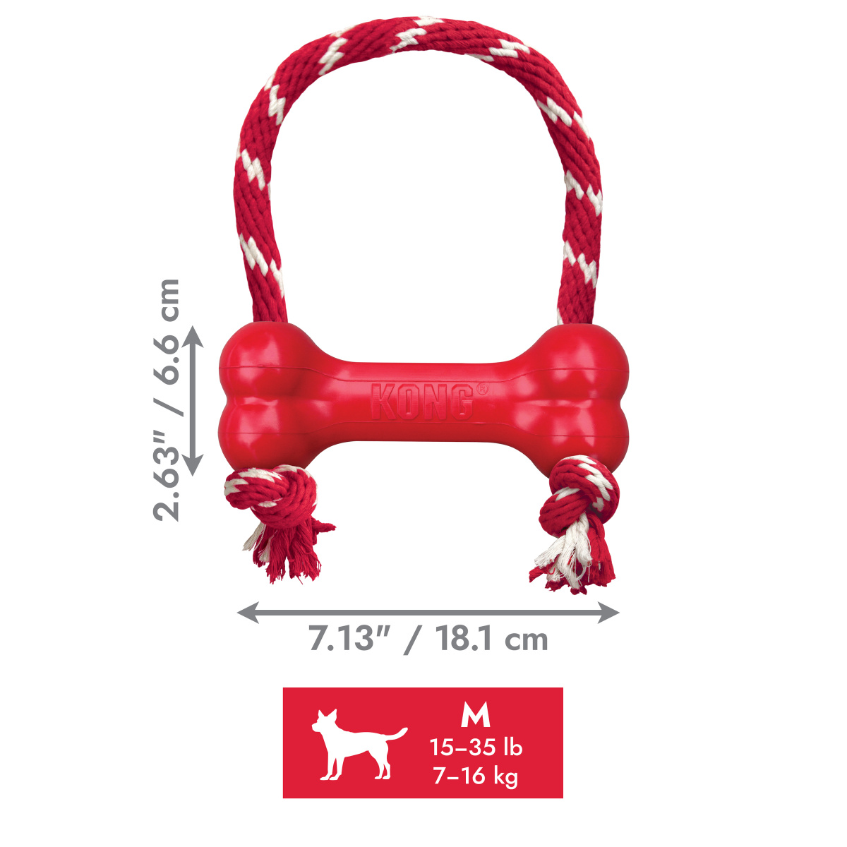 Іграшка для собак Кістка для ласощів з канатом KONG Goodie Bone mit Seil