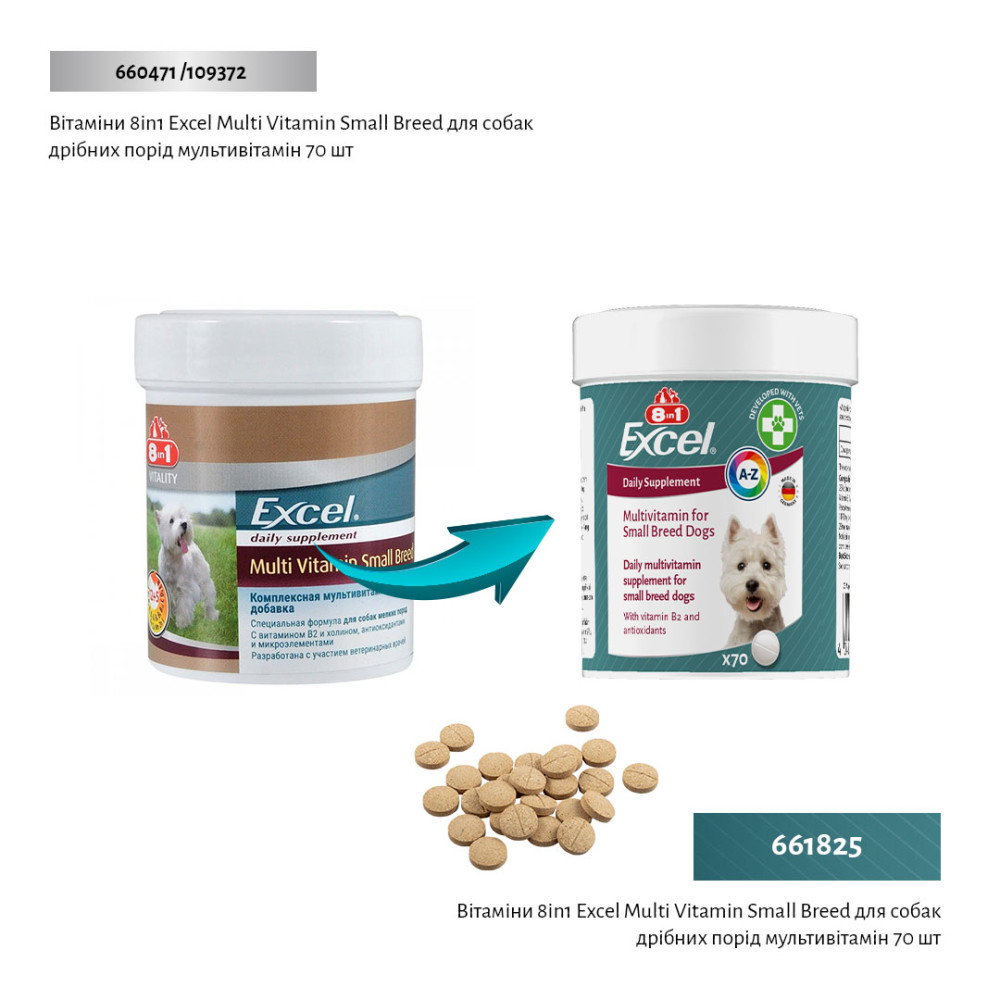 Мультивітамінний комплекс для дорослих собак маленьких порід 8in1 Excel Multi Vitamin Small Breed