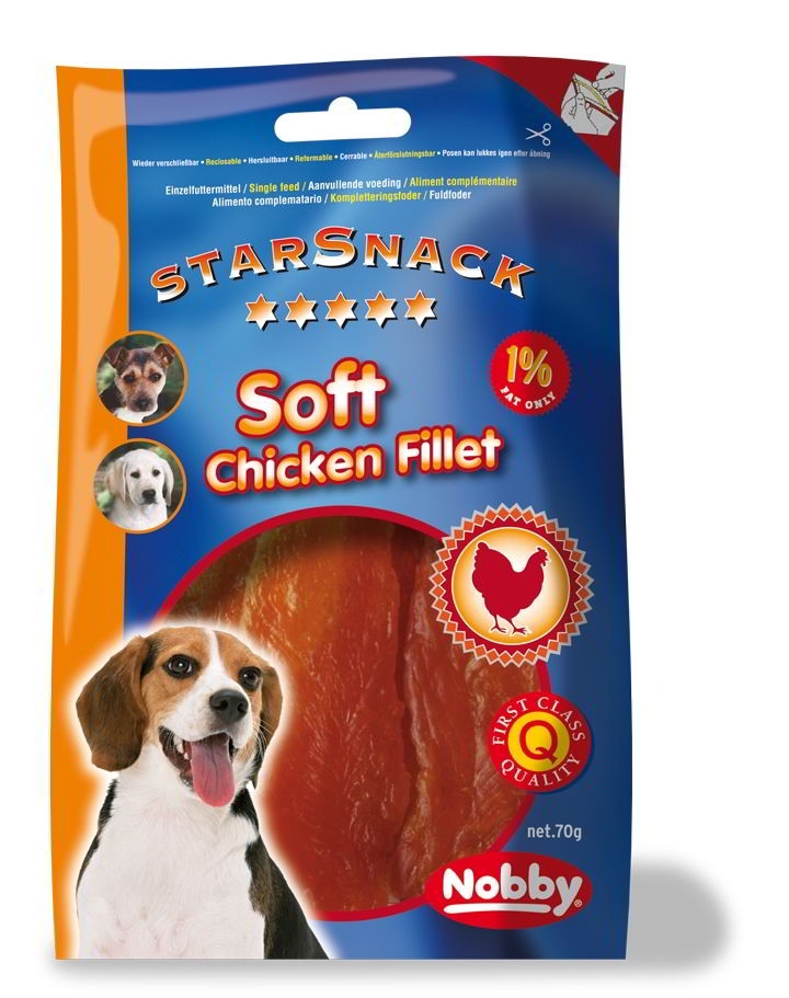 Натуральні ласощі без цукру для собак В'ялене Куряче філе Nobby StarSnack Soft Chicken Fillet