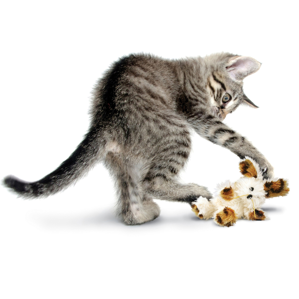 KONG Cat Softies Patchwork Bear М'яка іграшка для кота Ведмедик з котячою м'ятою