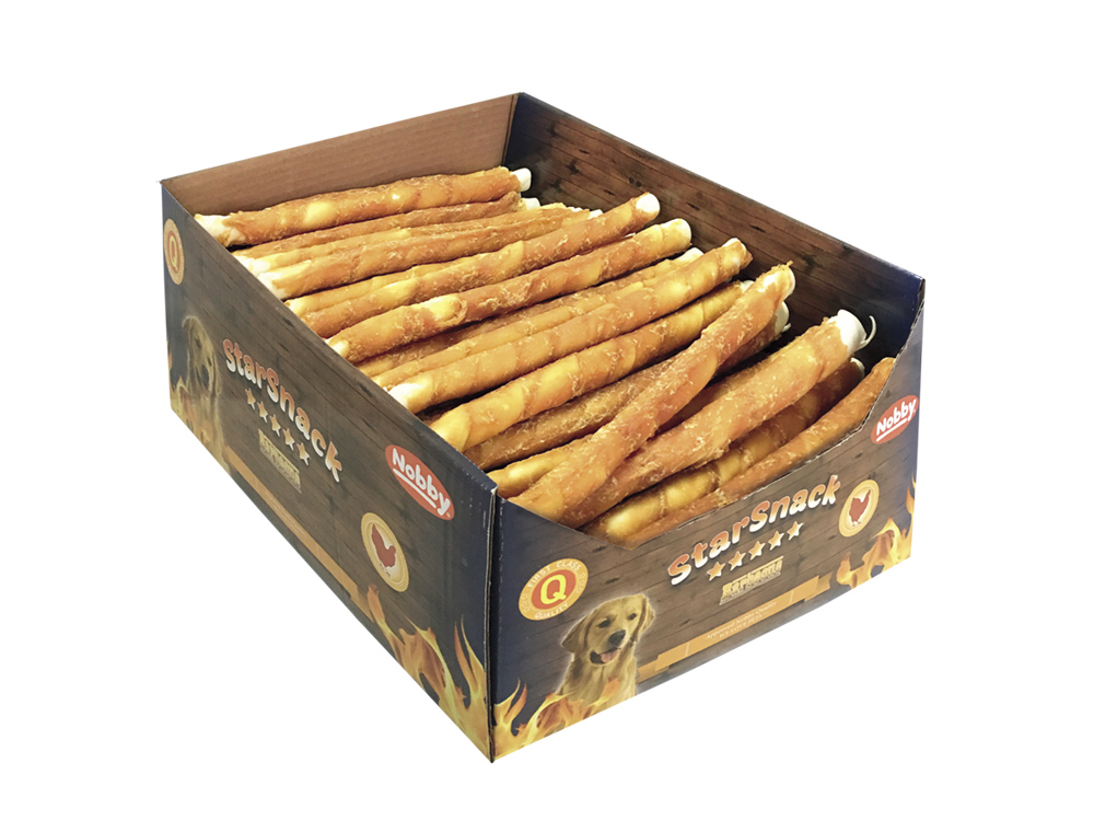 Жувальні ласощі для собак Паличка з Курки та Буйвола Nobby StarSnack BBQ Wrapped Chicken Box