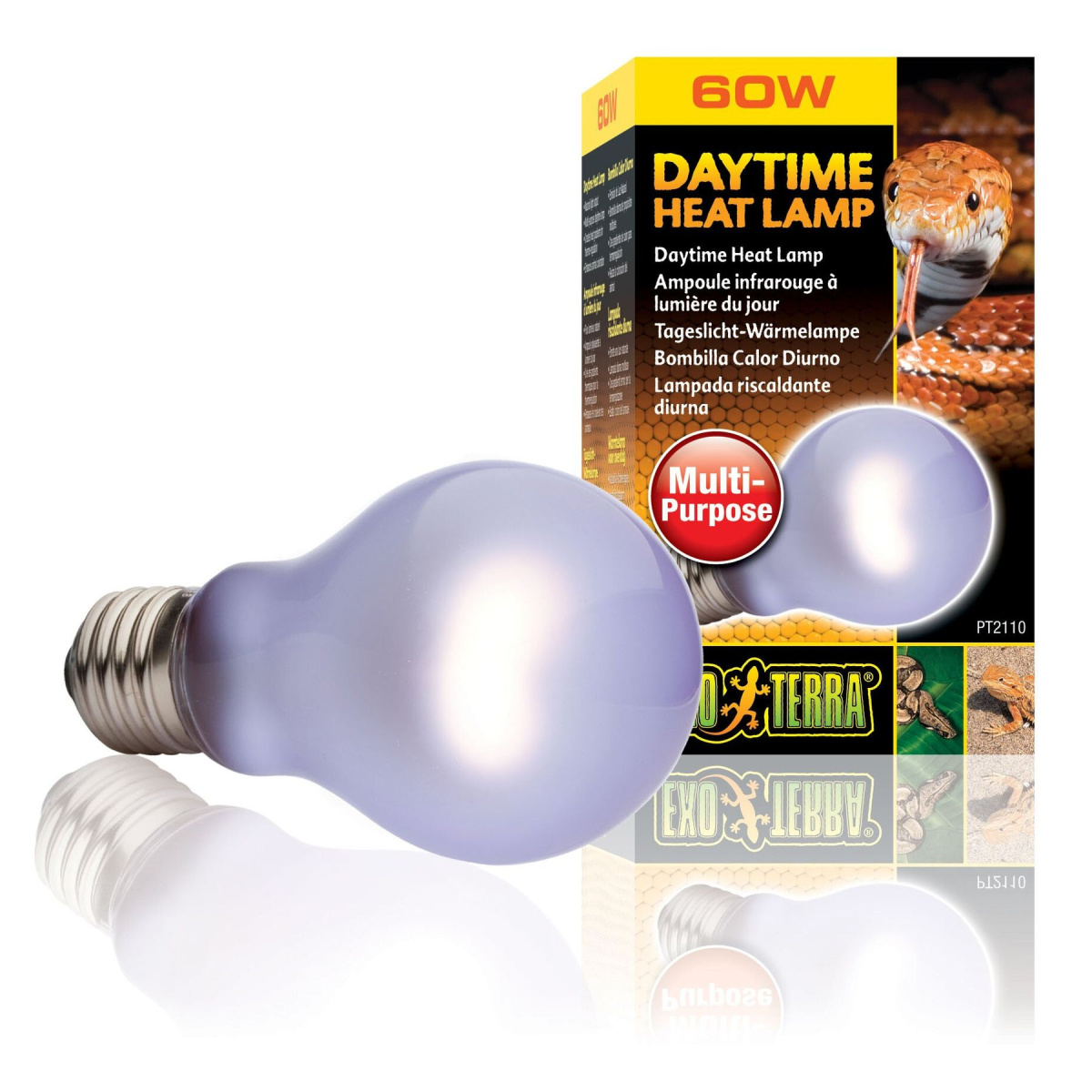 Лампа розжарювання з неодимовою колбою Exo Terra Daytime Heat Lamp, що імітує денне світло 60 W, E27 (для обігріву)
