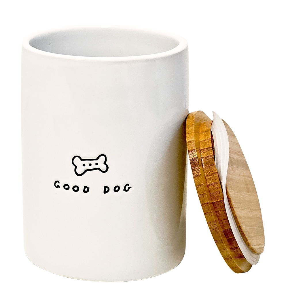 Керамическая банка для лакомств собак с бамбуковой крышкой Good Dog Nobby Керамическая банка для лакомств собак с бамбуковой крышкой Good Dog Nobby