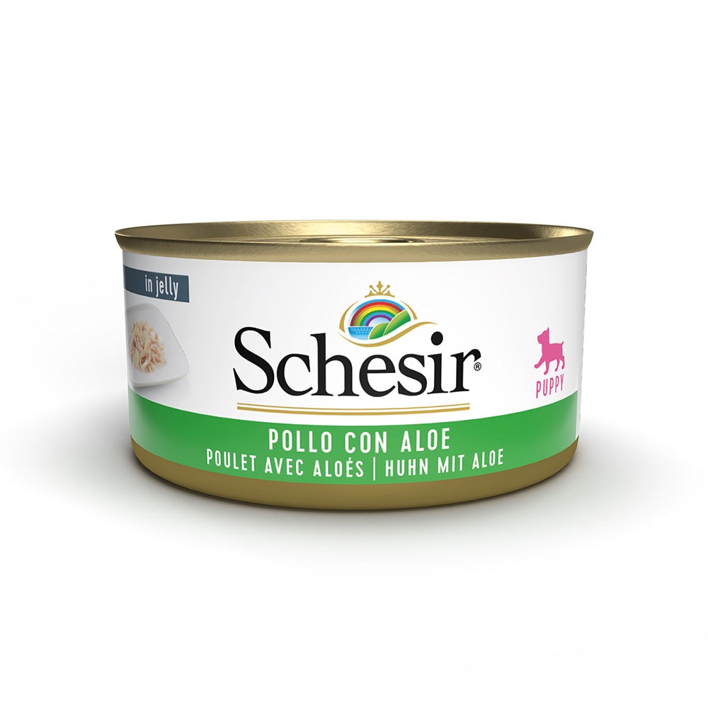 Консерва для щенков в возрасте до 1 года Куриное филе с Алое в желе Schesir Puppy Chicken Fillets & Aloe in Jelly