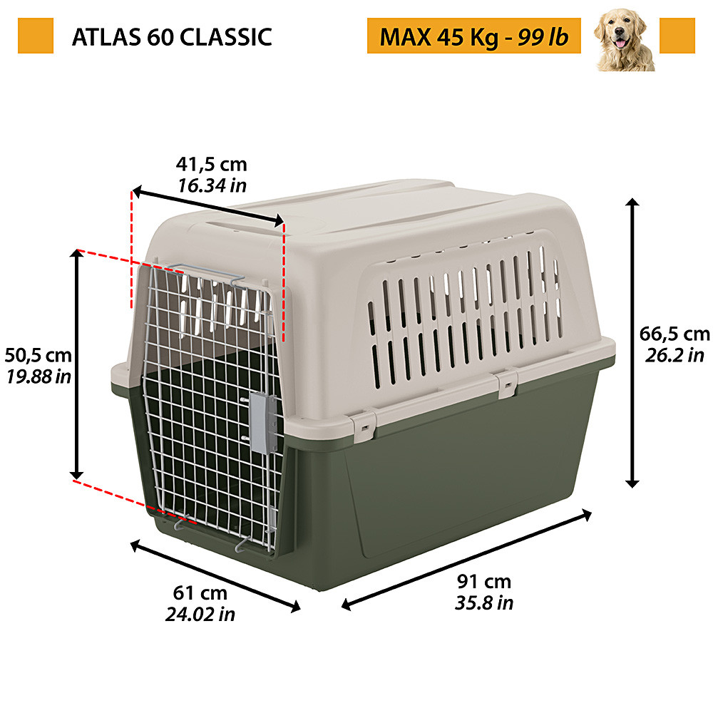 Переноска для великих собак вагою до 45 кг Atlas 60 Classic Ferplast
