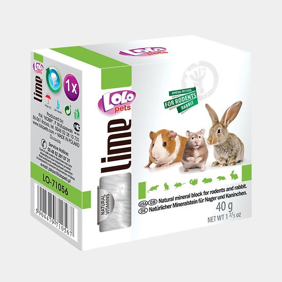 Натуральний мінеральний камінь для гризунів та кроликів LoLo Pets Lime Rodents Натуральний мінеральний камінь для гризунів та кроликів LoLo Pets Lime Rodents