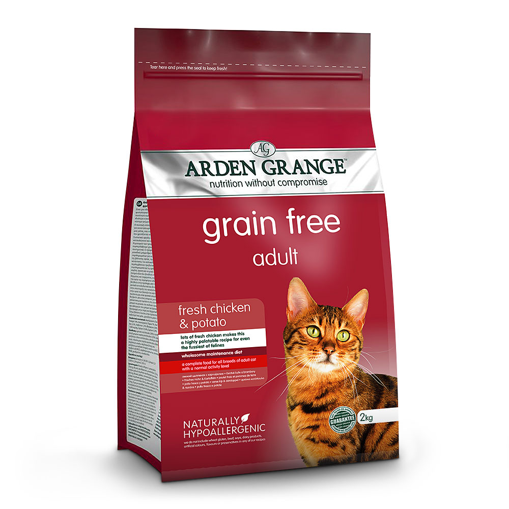 Беззерновий сухий корм з пребіотиком для кішок з куркою та картоплею Arden Grange Grain Free Cat Adult Chicken & Potato