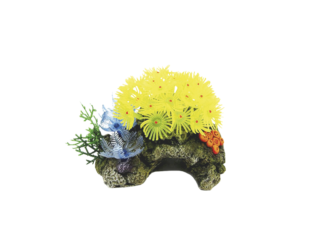 Декор для аквариума Коралл с жёлтыми актиниями Coral Reef Aqua Ornaments Nobby