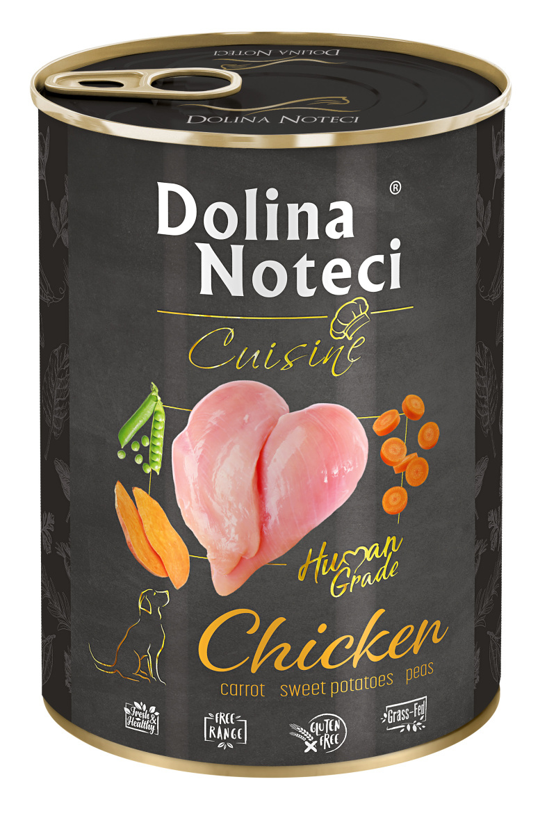 Безглютеновая консерва для собак с Куриным филе, Бататом, Морковью и Горошком Dolina Noteci Cuisine Chicken