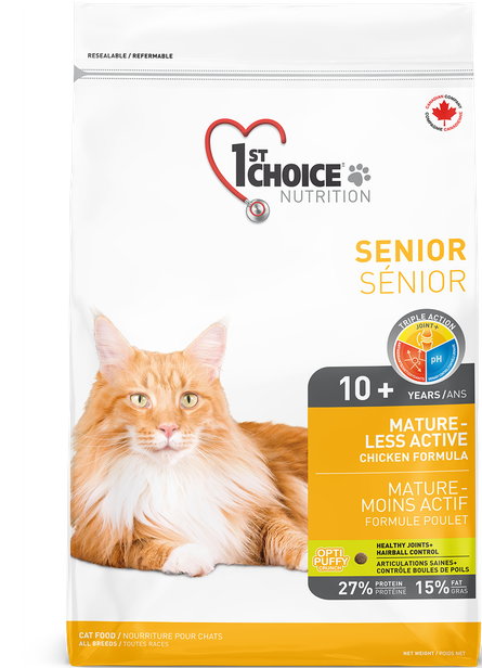 Сухой корм для пожилых кошек в возрасте старше 10 лет с курицей 1st Choice Senior Mature Less Aktiv