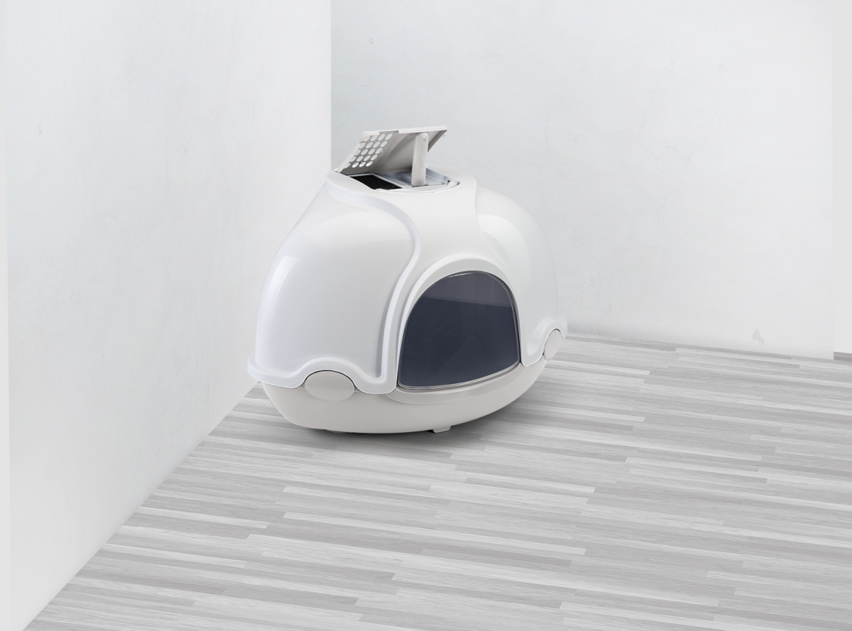 Угловой закрытый туалет с угольным фильтром и лопаткой в комплекте для котов Imac Ginger