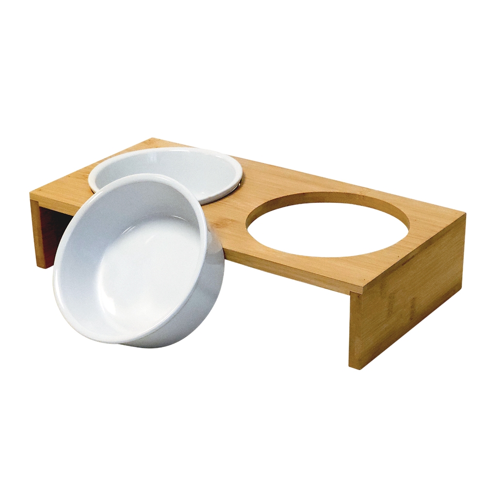 Керамічні миски для собак на бамбуковій підставці Ilus Diner Bar Nobby