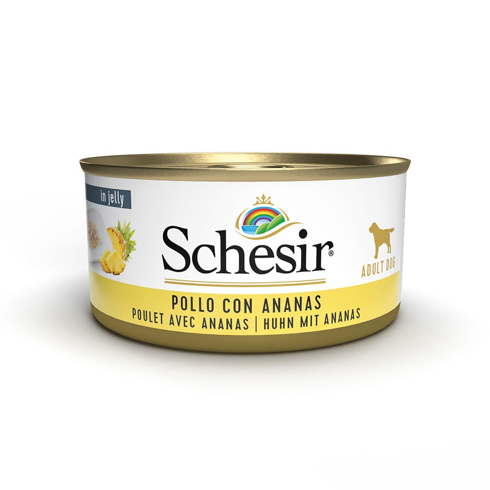 Консерва для собак в возрасте от 1 года Куриное филе с Ананасом в желе Schesir Adult Dog Chicken Fillets & Pineapple in Jelly