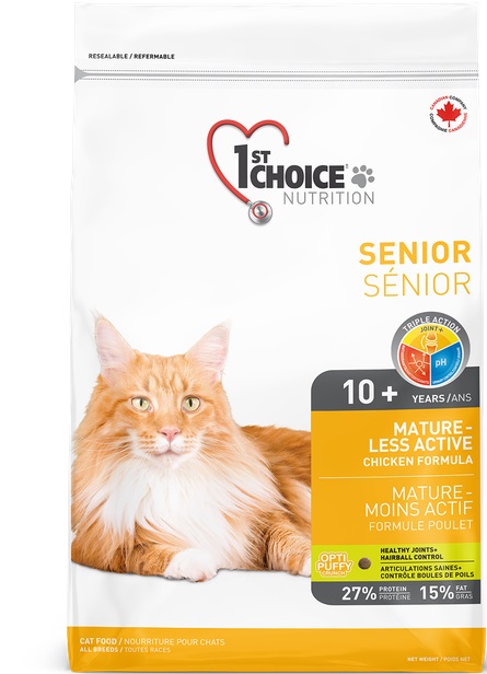 Сухий корм з куркою для малоактивних або літніх кішок віком від 10 років 1st Choice Mature Less Aktiv Senior