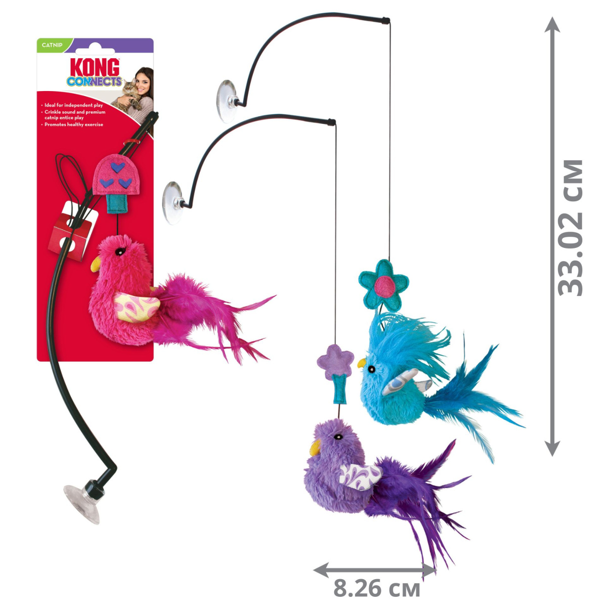 KONG Cat Connects Window Teaser Игрушка на присоске для кота Птичка с кошачьей мятой