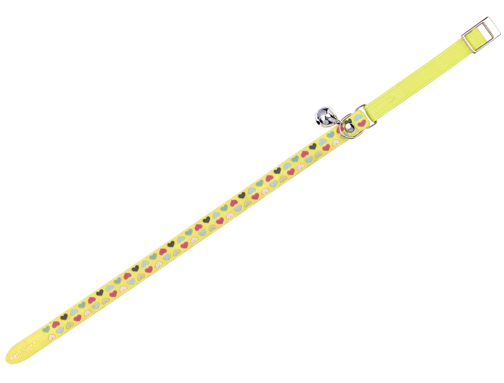 Нейлоновый ошейник для котов с колокольчиком Сердечки Hearts Cat Collar Nobby