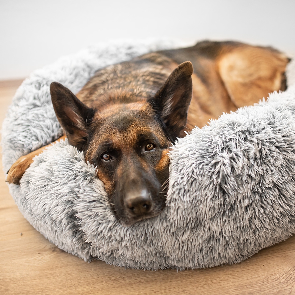 Хутряна кругла лежанка пончик для собак та котів Nuru Donut Nobby