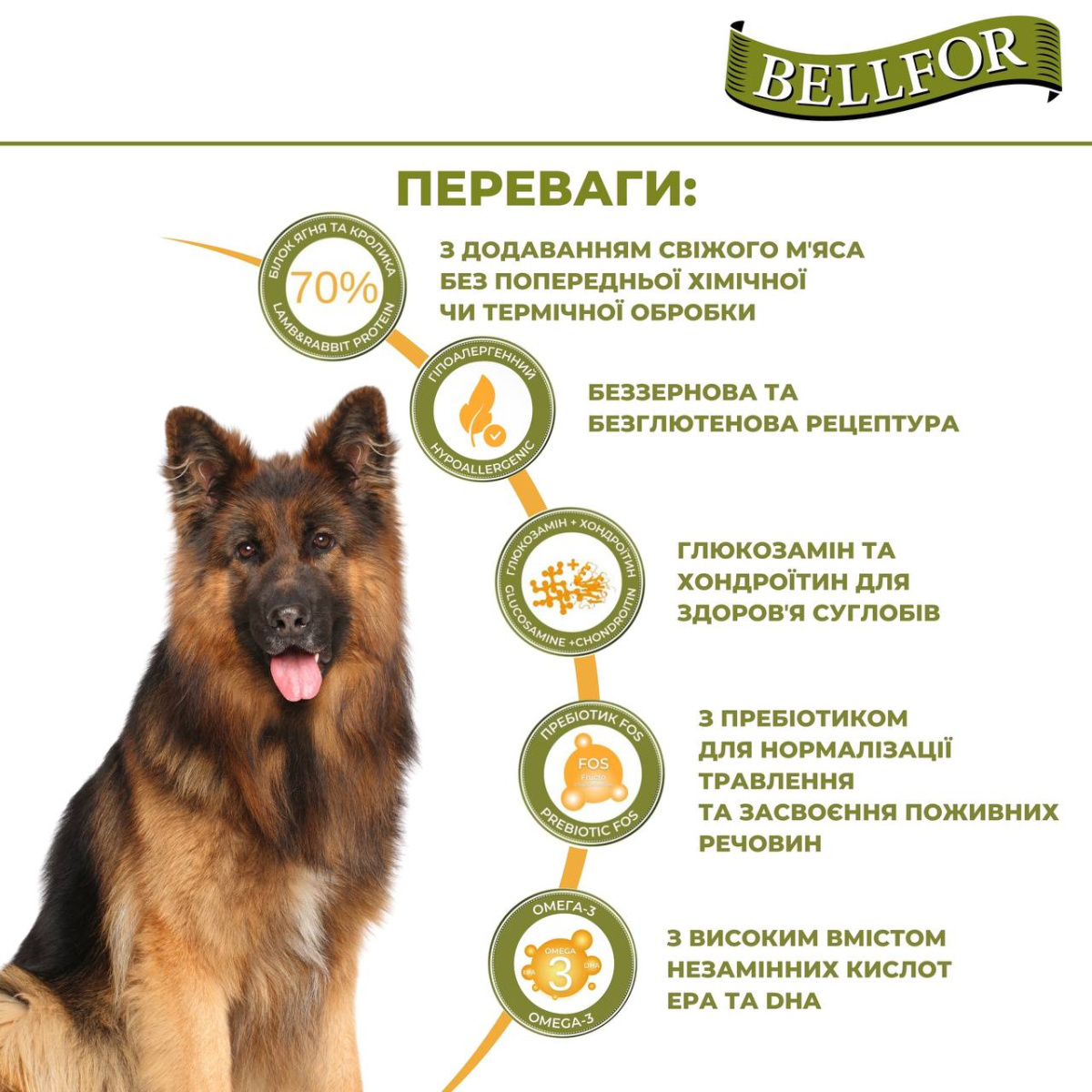 Беззерновий сухий гіпоалергенний корм холістик з м'ясом ягня та дикого кролика для дорослих собак Bellfor Heide Schmaus